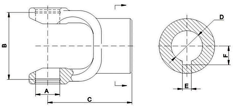PTO shaft plain bore yoke with keyway.jpg